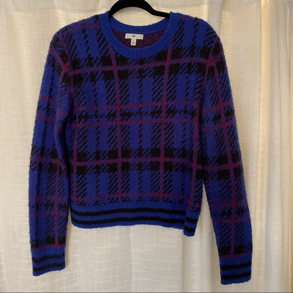 BP Blue Plaid Sweater Size M